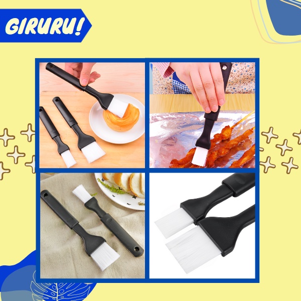 KUAS OLES MAKANAN DAN LAINNYA / PASTRY FOOD GRADE BRUSH / PENGOLES HIASAN MAKANAN / ALAT DAPUR - KUAS MASAK HITAM 2IN1 - KUAS MASAK 2 UKURAN - PASTRY BRUSH SET / KUAS SERBAGUNA KUAS BAKING GRILL BARBERQUE KUAS KUE DLL - 2 PCS SET Bulu Nylon Tahan Panas