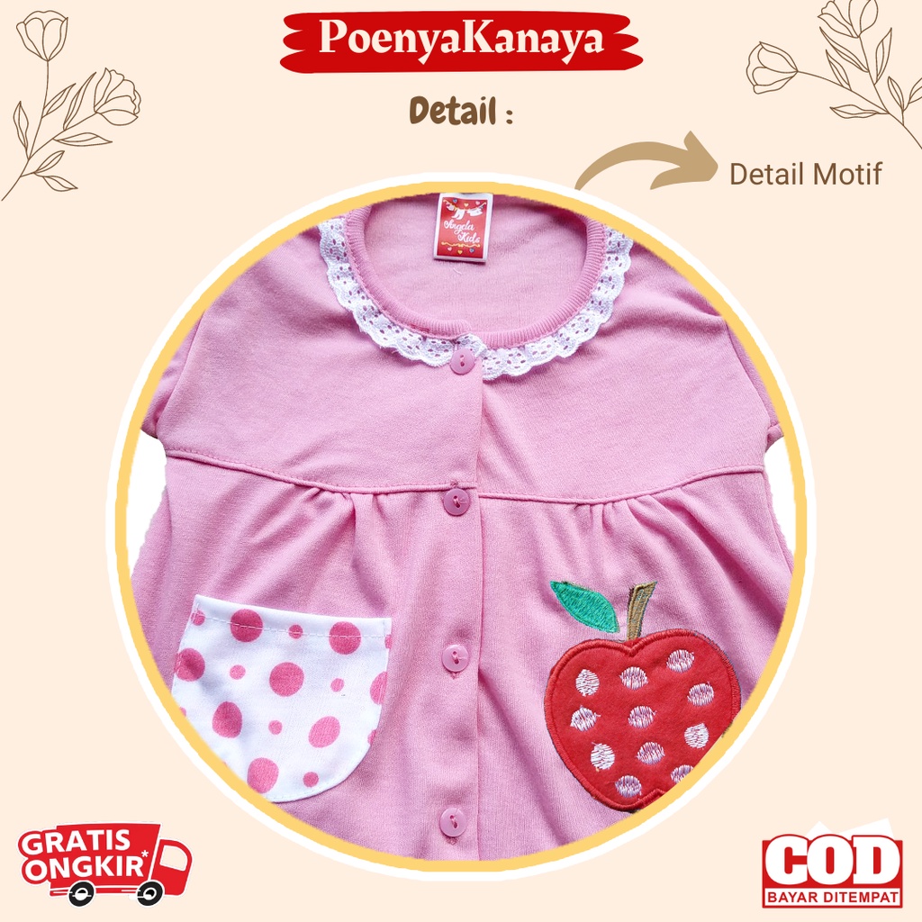 Setelan Baju Bayi Piyama Bayi Pendek Perempuan POLKA APEL Angela Kids Size 6-18 Bulan SPY33