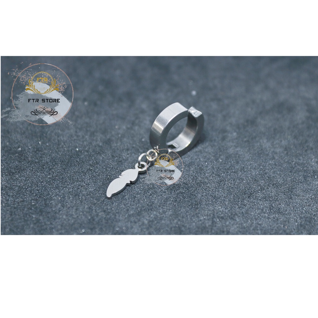 Anting titanium model daun kecil silver / anting Korea / anting tindik dan jepit/ Earring /Kpop Earrings/ Anting bulu daun mini