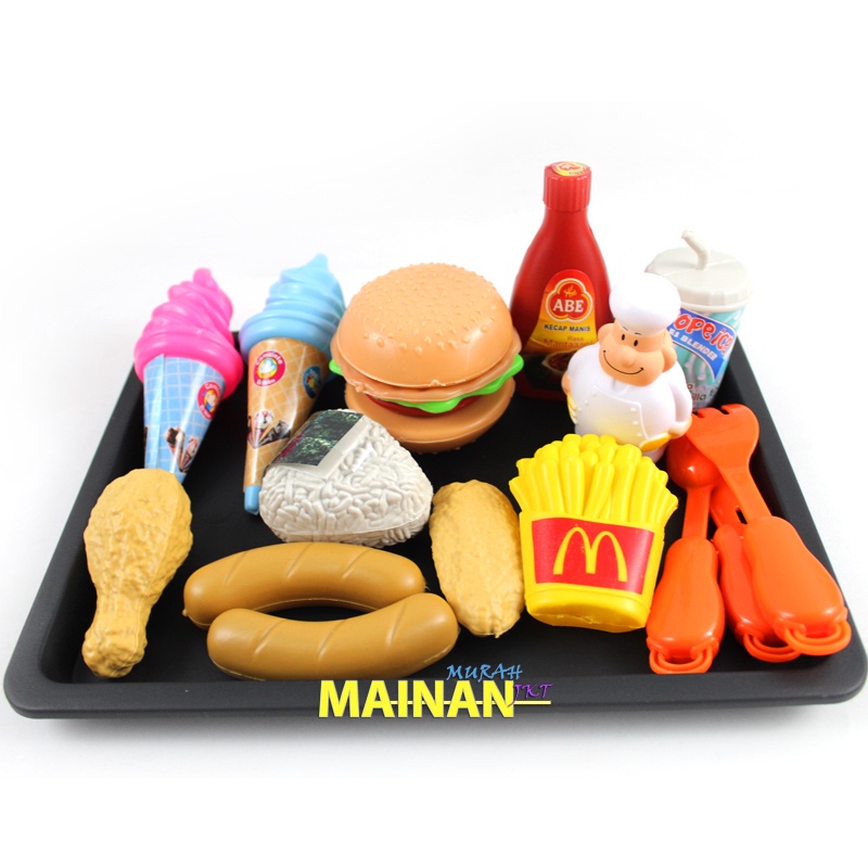 MAINANKEI MAINAN ANAK MURAH SS1595 MAKANAN  BURGER HOTDOG ICE CREAM MAINAN MAKANAN LEZAT BERKUALITAS