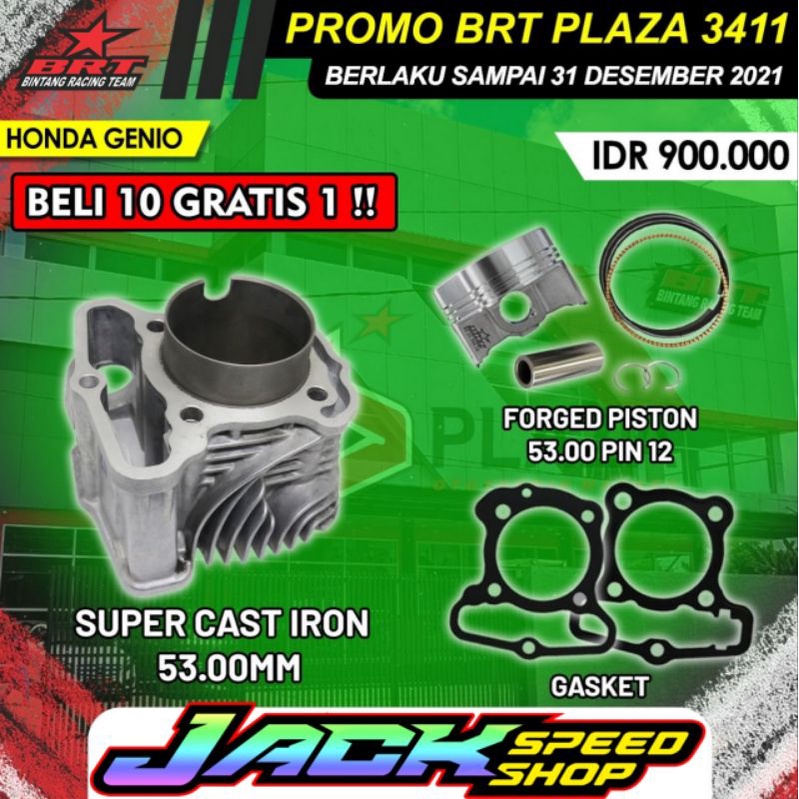 BLOK PISTON BRT GENIO BEAT NEW LED DELUXE 2020 SCOOPY ESP 2021 2022 2023 STATER HALUS 53mm 53 mm BLO