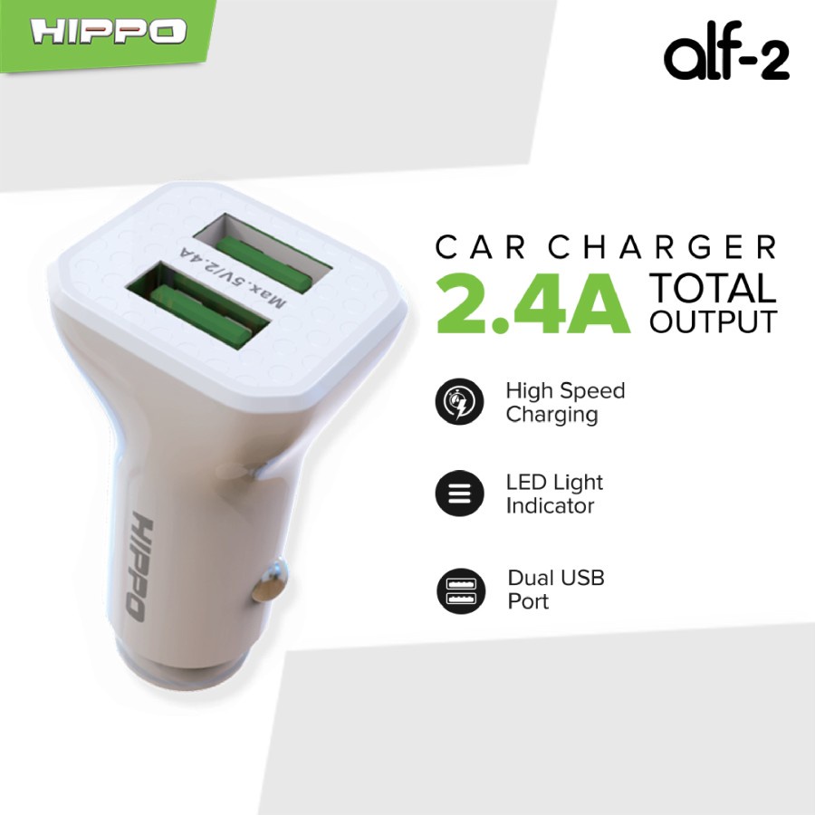 Hippo ALF 2 Car Charger Mobil Dual USB 2.4A - Simple Pack