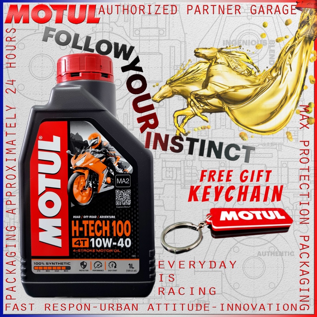 MOTUL H-TECH 100 4T 1L 10W40 OLI MOTOR IMPORT ORIGINAL