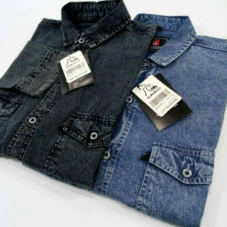 PALING DICARI Kemeja Jeans Lengan Panjang Jumbo Kemeja Denim Kemeja Kasual Pria Premium Kemeja Levis