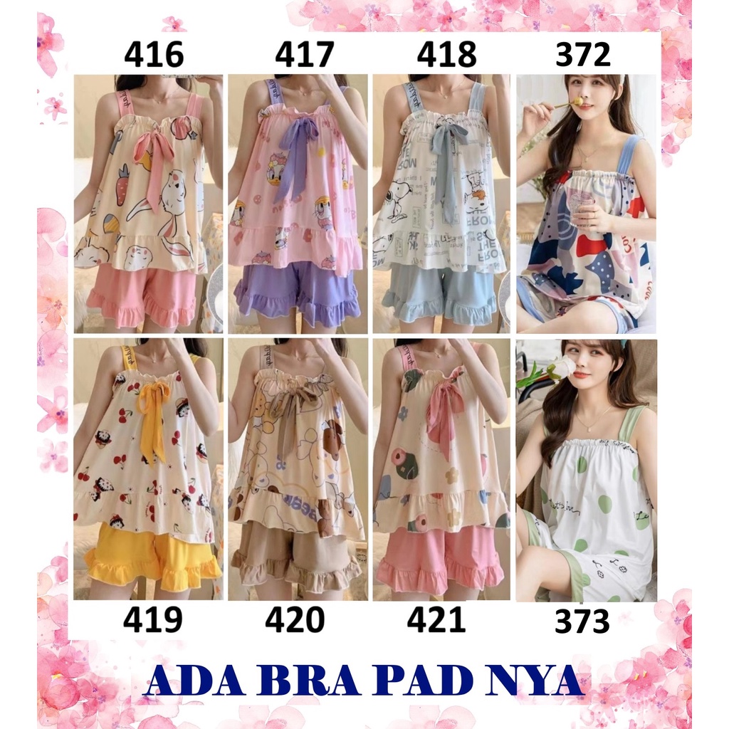 Baju Tidur Wanita Tanktop Tali Motif Floral