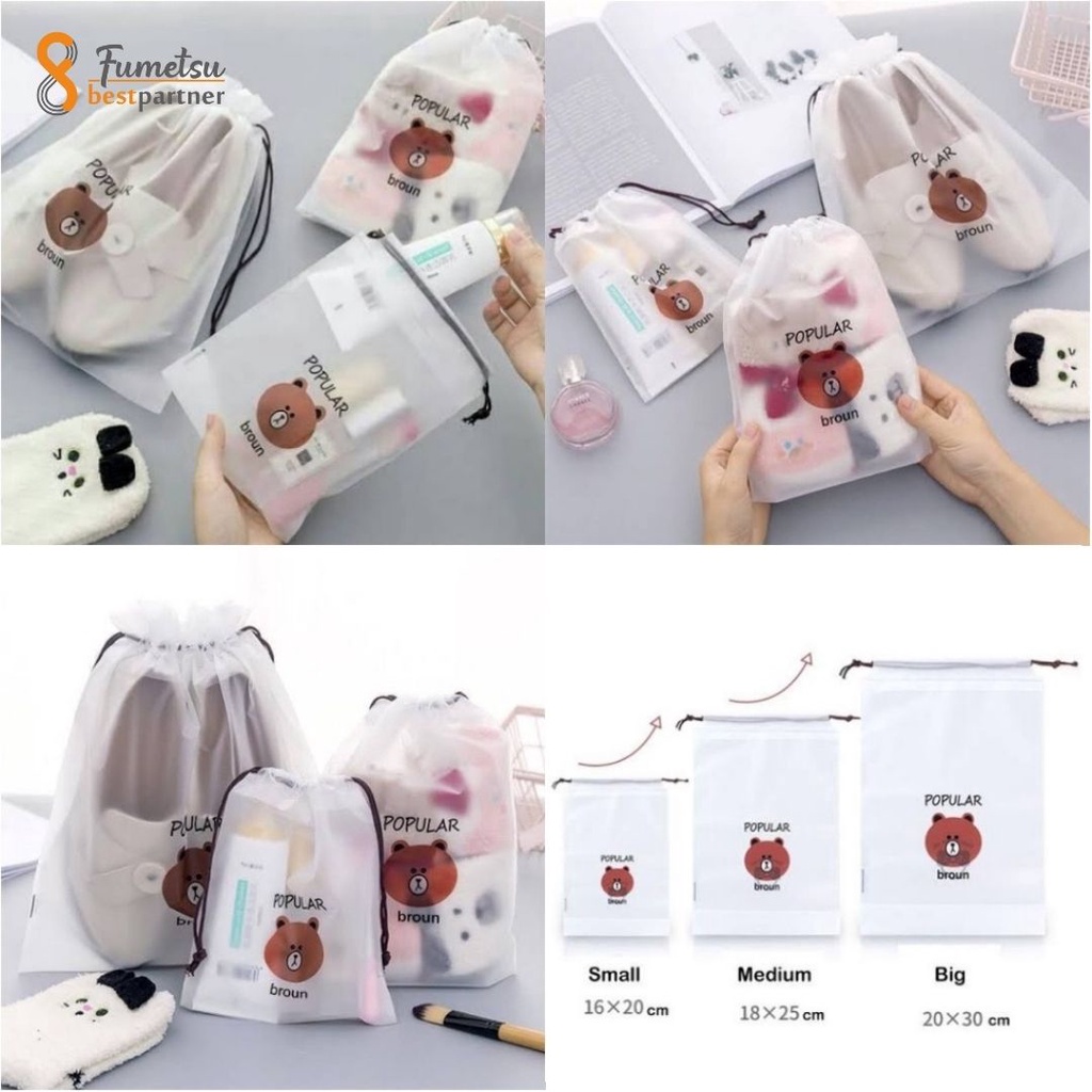 Travel Pouch Besar Organizer Serbaguna Tas Serut Kosmetik Anti Air Motif Random  Lucu Termurah