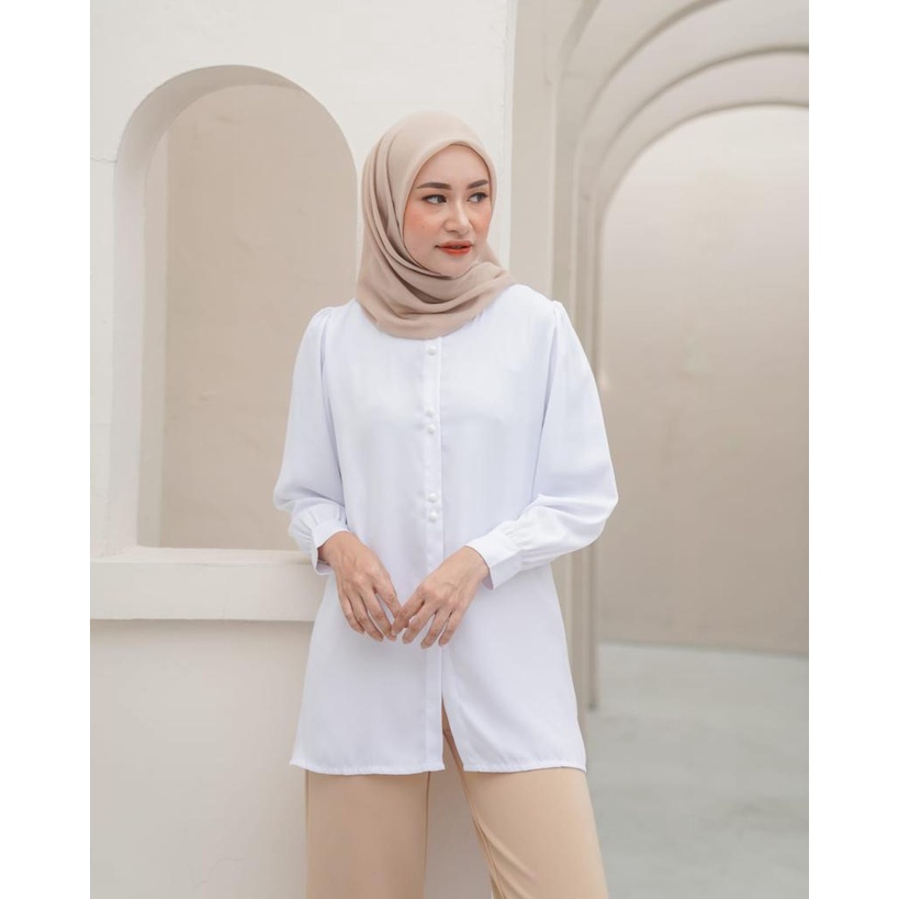Ins Collections Atasan Kemeja Lily Baju Atasan Muslim Wanita Casual Bahan Ellena Crepe