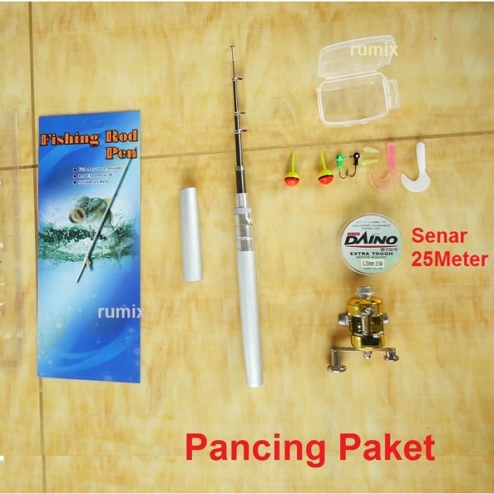 Pancingan Pulpen Mini Fishing Rod Pen Joran Pancing Pulpen Pancingan