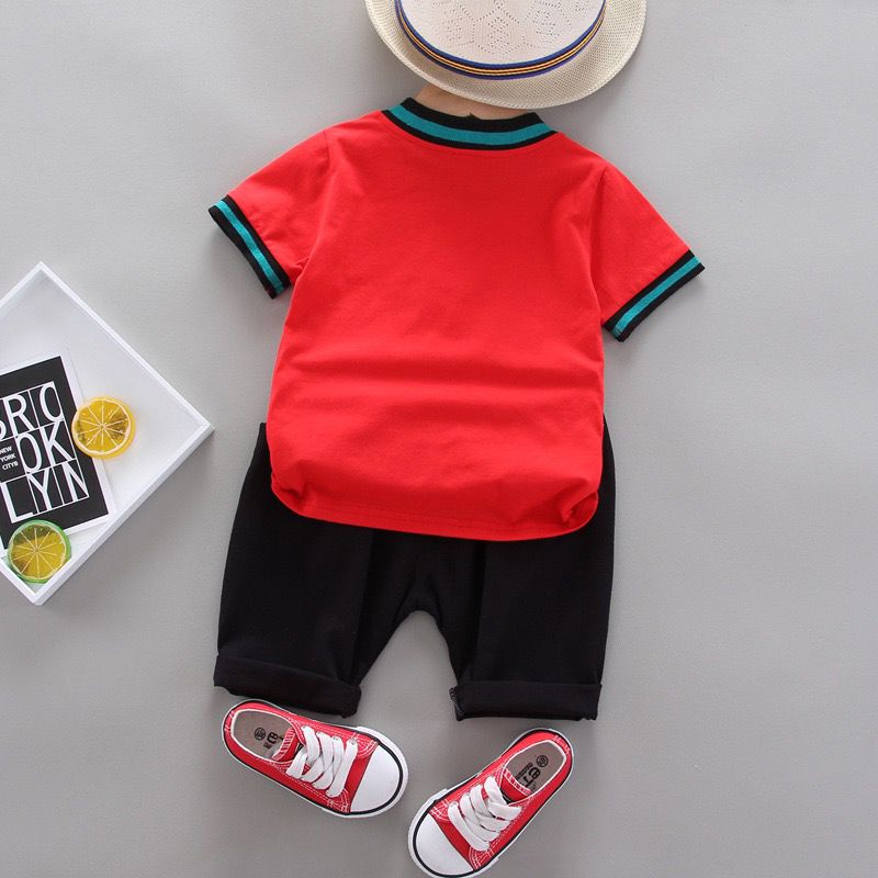 Setelan Lengan Pendek Anak Laki Laki Fashion Import Polos