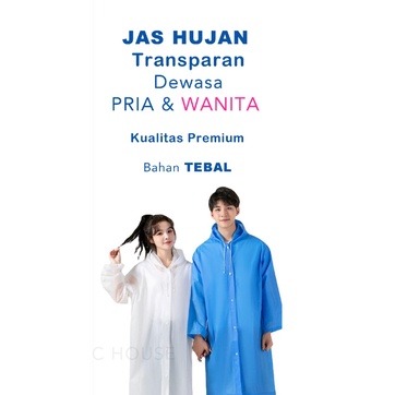 JAS HUJAN EVA TRANSPANT TEBAL DEWASA KOREA PONCHO PRIA WANITA UNIVERSAL / RAINCOAT