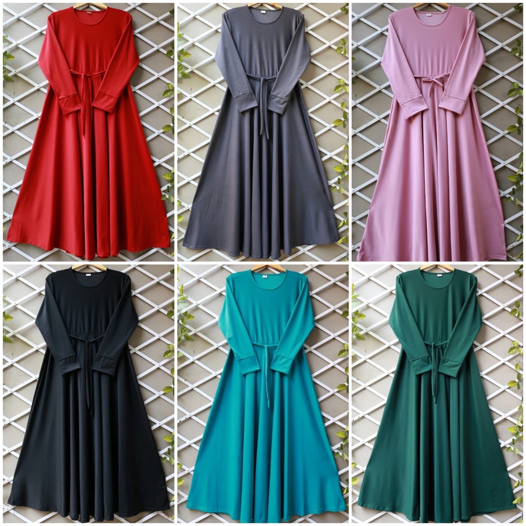 Annaja Gamis Polos Bahan Crepe Model Payung / Mayung Termurah Ecer Dan Grosir Model Gamis 2024 Terba