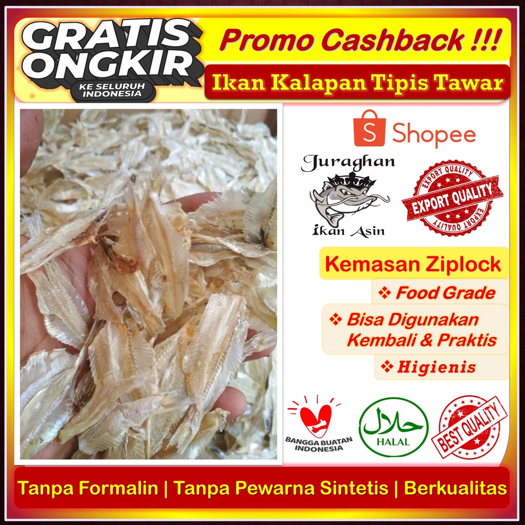 

Ikan Asin Tipis Kering/ Ikan Asin Pakang Kering/ Ikan Rampai/ Ikan Asin Kalapan Kering TerEnak 1Kg