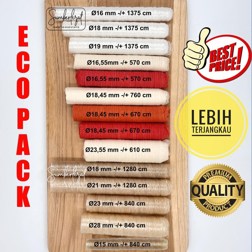 

TERMURAH ECO PACK - Casing Kulit Selongsong Sosis Plastik Selulosa Kolagen Collagen Edible Halal Food Grade