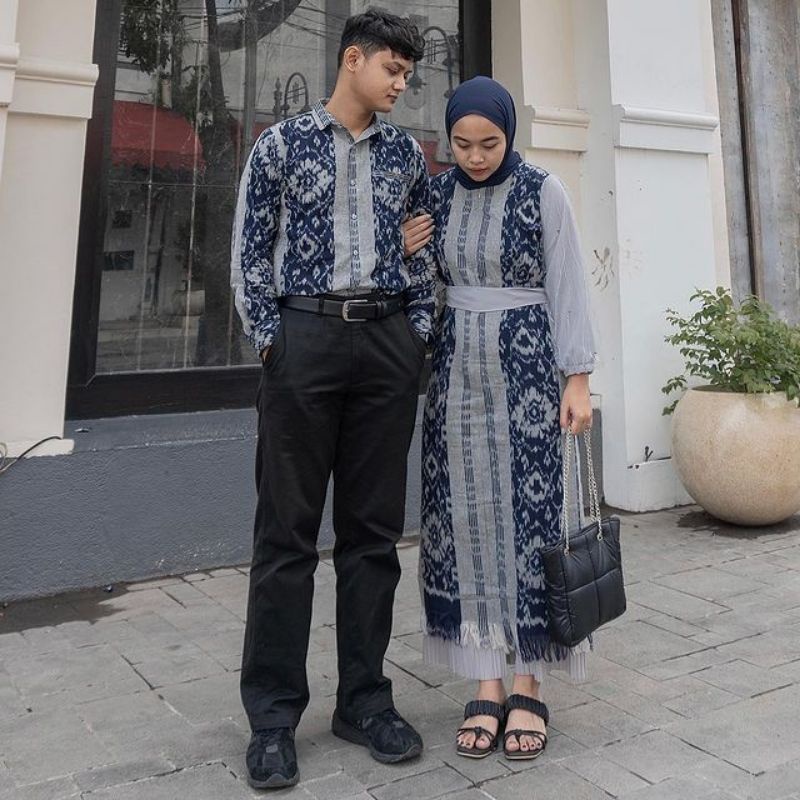couple tenun sena dress n kemeja