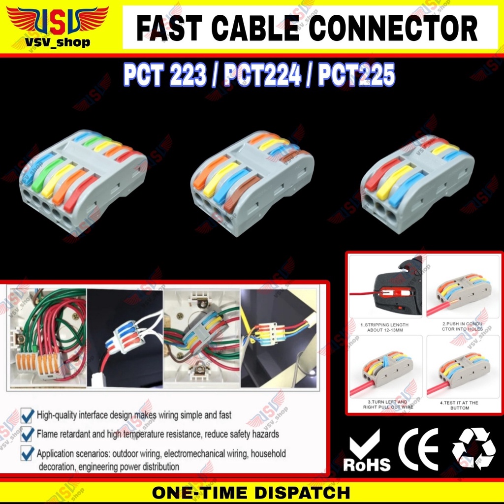 Terminal Konektor Kabel Sambung Cabang Quick Cable Connector wago WARNA