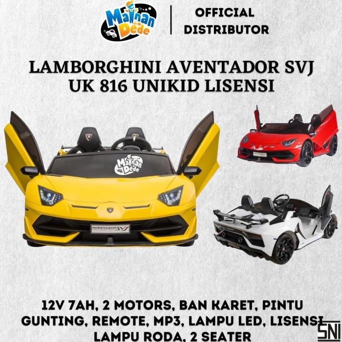 Mainan Mobil Aki Anak Lamborghini Aventador SVJ BanKaret Unikid UK 816