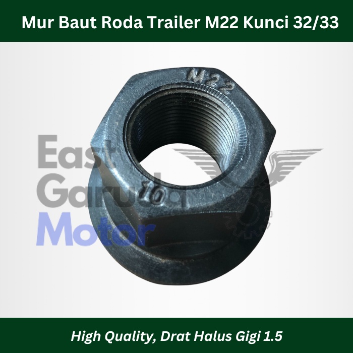 Mur Baut Roda Drat Halus Trailer York M22 Kunci 32 Kunci 33
