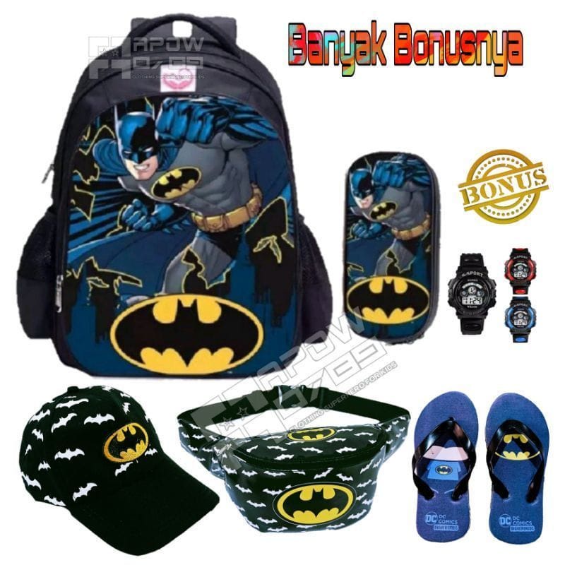 Paket 6 In 1 Ransel Anak Karakter Superhero Tas Ransel Anak Sekolah