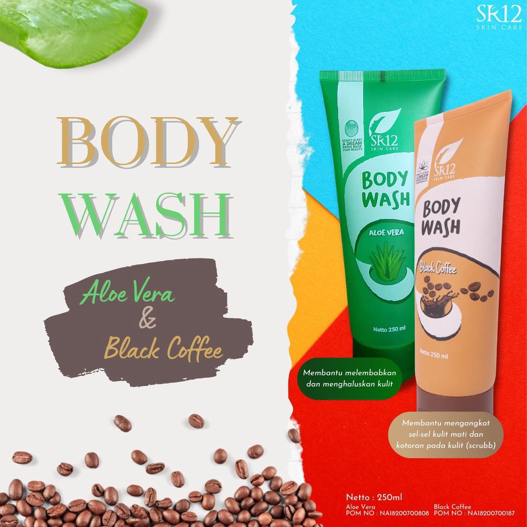 BODY WASH BLACK COFFEE SR12 / SABUN KOPI AMPUH MENGANGKAT SEL KULIT MATI / SABUN MANDI CAIR BPOM