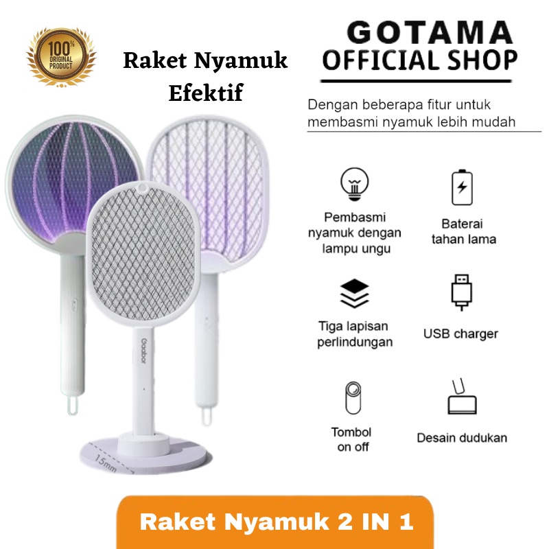 Gotama Raket Nyamuk Listrik 2in1 Multifungsi Pembunuh Nyamuk Elektrik Mosquito Killer Bisa Digantung