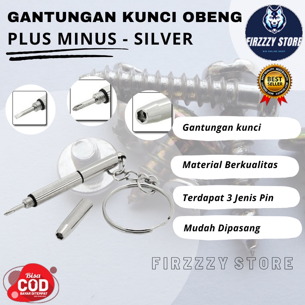 Gantungan Kunci Obeng Plus Minus - Silver