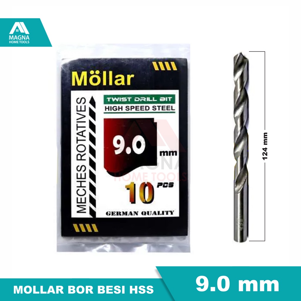 MATA BOR BESI LISTRIK HSS MOLLAR PUTIH 9 MM [ORI]