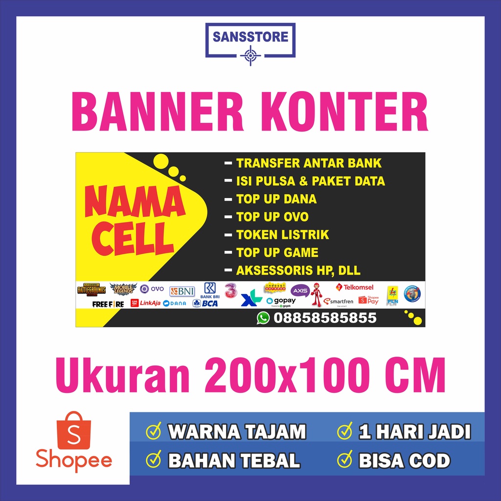 BANNER KONTER SPANDUK KONTER 200X100 CM