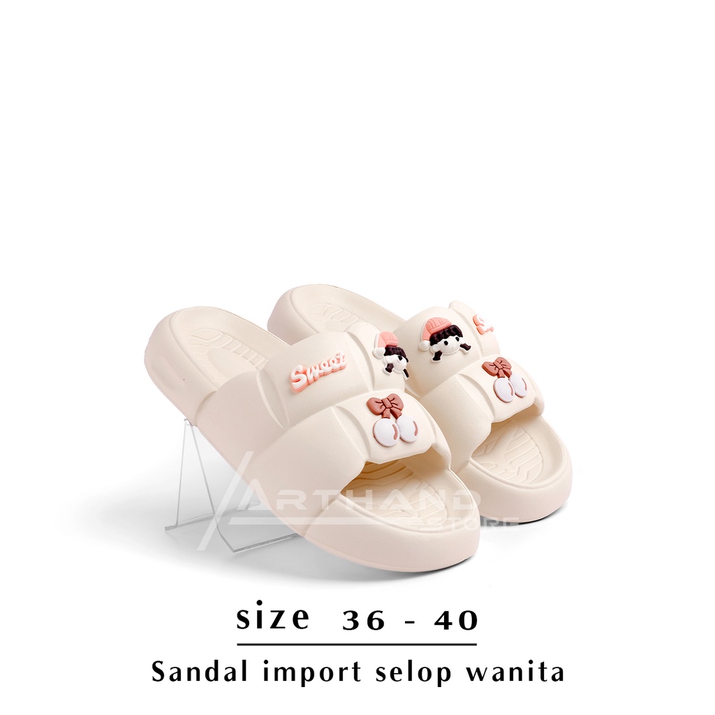 Sendal Wanita Terbaru Karet Sandal Slop Flat Rumahan Empuk Elastis Sendal Anti Slip New