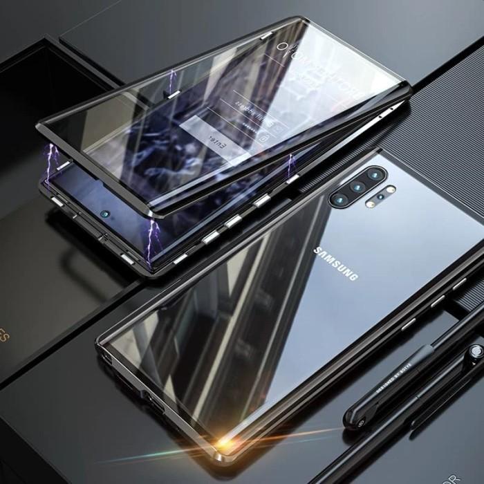 Casing Samsung Galaxy Note 10 Plus Hard Case Metal Full Tempered Glass