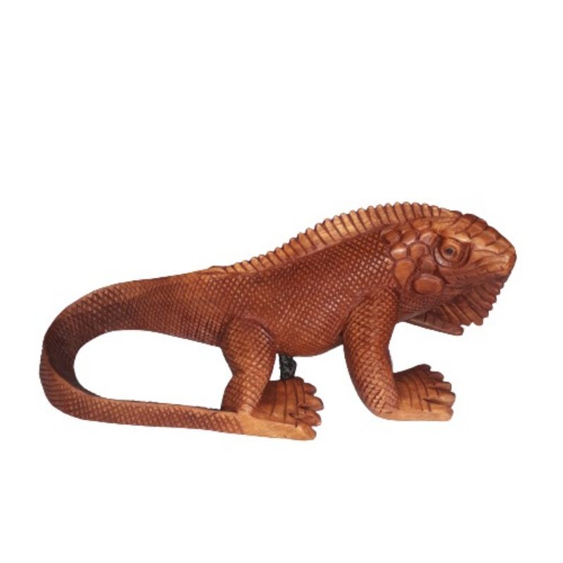 Patung iguana kayu panjang 30cm Pajangan patung kayu Home decoration