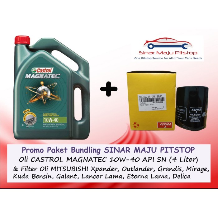 Paket Oli Mobil CASTROL MAGNATEC 10W-40 & Filter MITSUBISHI OUTLANDER ORIGINAL