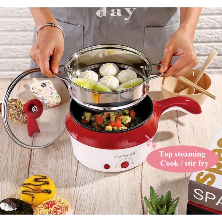 SHENAR,(COD) [Free Kukusan] Multifunctional Electric Fry Pan Panci Listrik Lapisan Keramik 1.5L