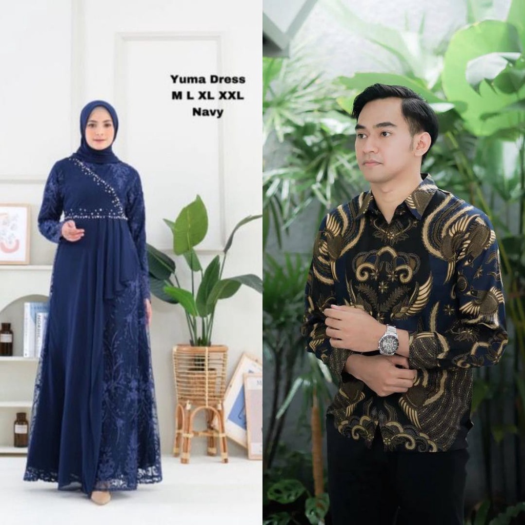 [ JUMBO ] Gamis Couple Brokat Terbaru Batik Seragam Sarimbit Kondangan Wisuda Lamaran Baju Muslim pa
