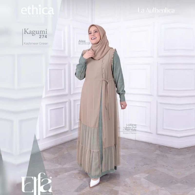 ( Ready stok ) Gamis ethica kagumi 274 kashmeer green / Bisa COD / Limited edision