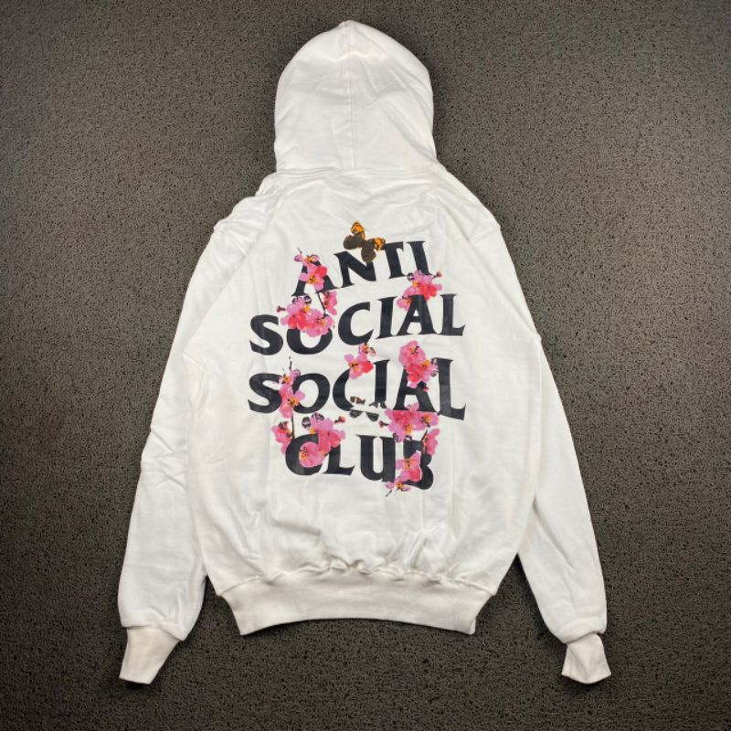 HOODIE ANTI SOCIAL SOCIAL CLUB WHITE FULL TAG LABEL CASUAL HYPE