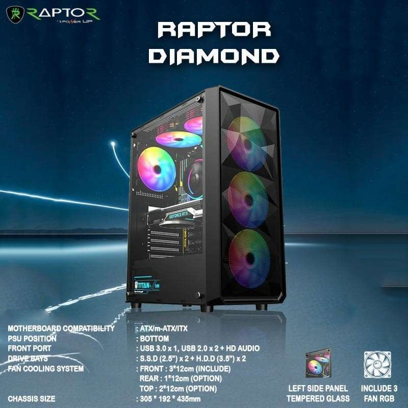 Casing PC Gaming - Raptor Diamond - ATX - mATX