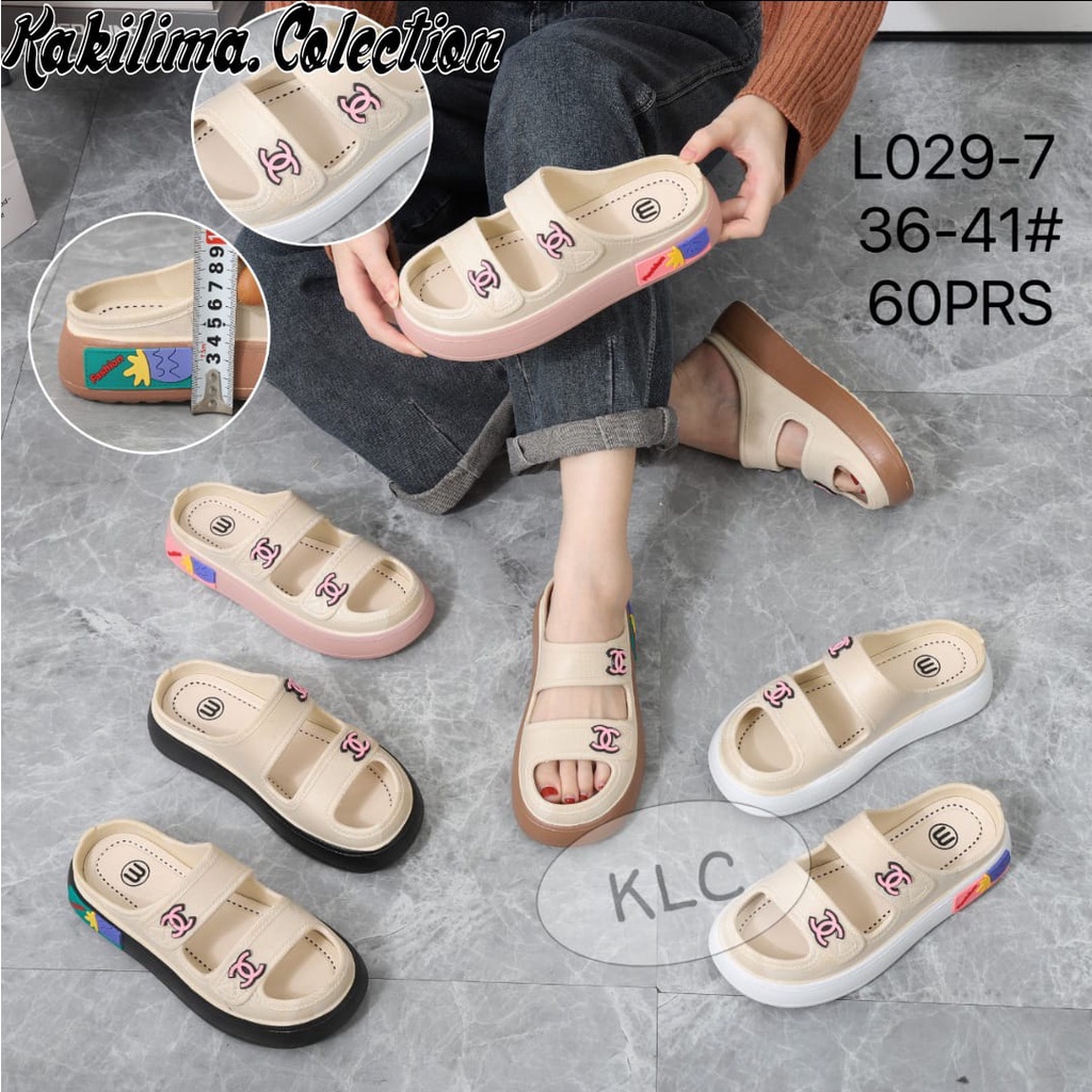 Sandal karet jelly wanita sandal clog ban dua wedges melisa 029-7