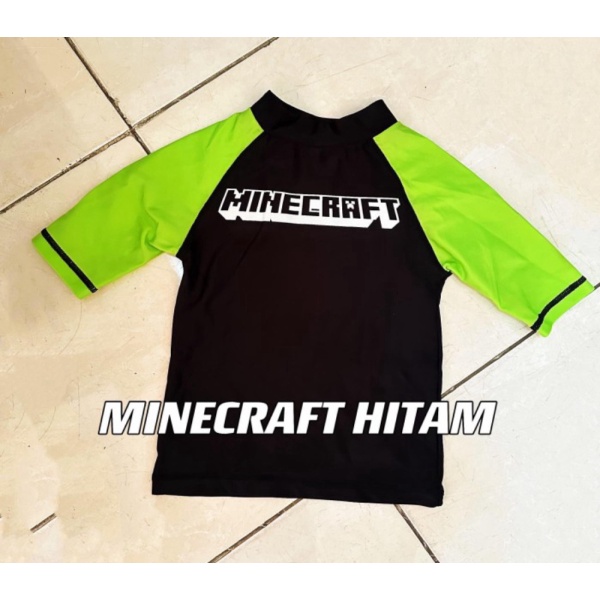 Promo MINECRAFT baju renang anak laki laki atasan cowok surfing beach UPF50 - MINECRAFT HITAM 5TH Be