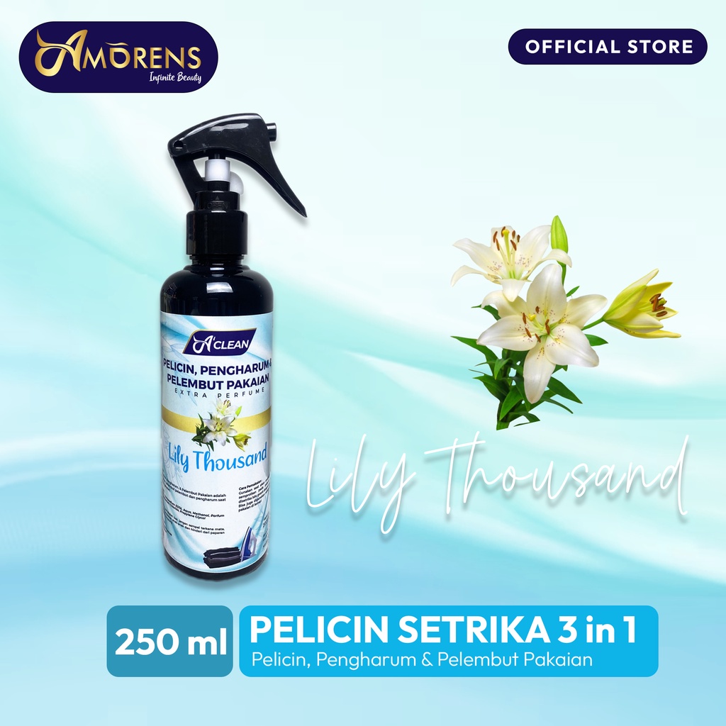 Pelicin Setrika Pakaian 3 in 1 Botol Spray / Pengharum dan Pelembut Pakaian &amp; Laundry 250ml