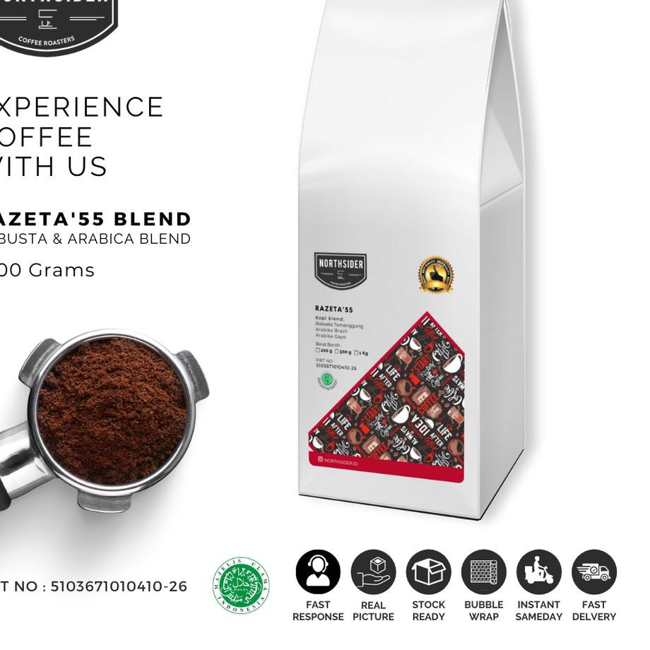 

♀ BIJI KOPI SUSU RAZETA'55 BLEND ROBUSTA-ARABIKA - 1KG NORTHSIDER COFFEE ۞