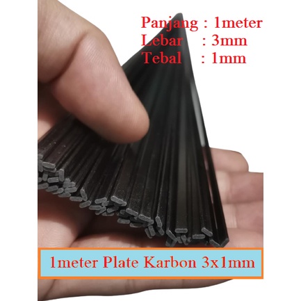 1meter Karbon Plat lebar 3mm tebal 1mm 3x1mm carbon plate Fiber bar untuk rc DIY