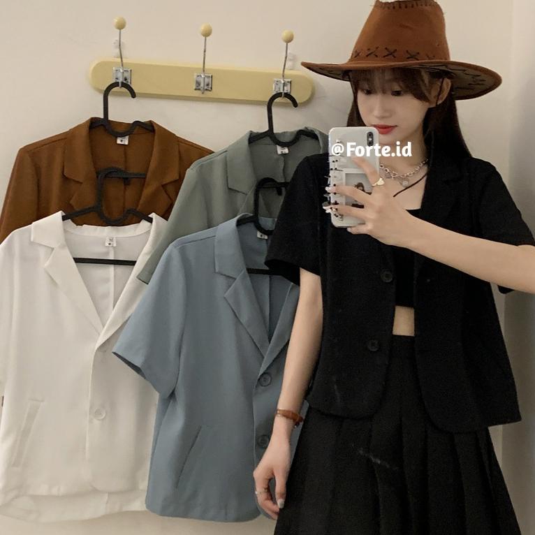 VIRAL Blazer Korea Crop Jaket Wanita Terbaru Blezer Hitam Outer Import