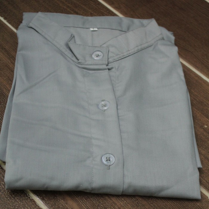 Gamis Set Tunik Polos Wanita Jumbo Katun Toyobo Premium - Abu Muda, Lengan Biasa XL J9M8