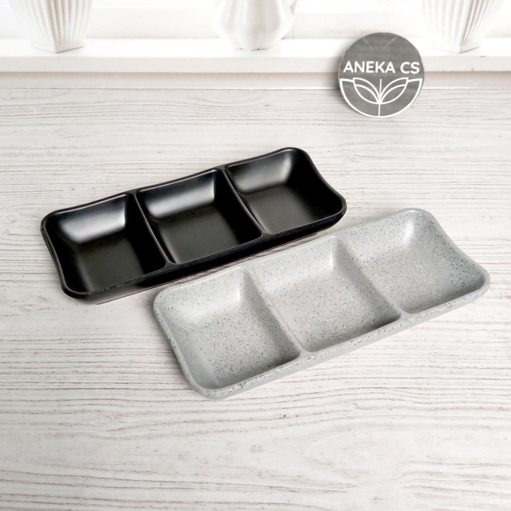 Melamine Stone Tempat Sambal Sekat 3 - Tempat Saos -  Wadah Sambal - Wadah Saos - Golden Dragon P9A