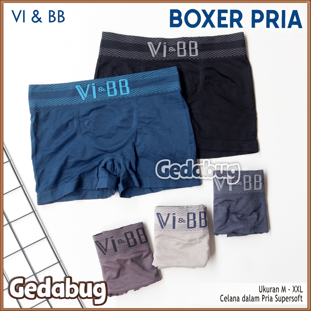 3 Pcs - CD Boxer Pria VI &amp; BB | Celana dalam Pria Supersoft | Keren &amp; Sporty | Gedabug