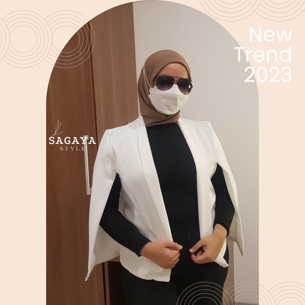 BLAZER KOREA STYLE WANITA LENGAN BELAH TERBARU 2023