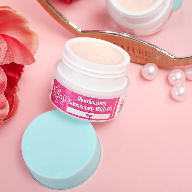 ◊ SUNSCREEN ILUMINATING B3" ENJI SKINCARE/ cream siang membuat glowing anti acne dengan SPF 30 ✩