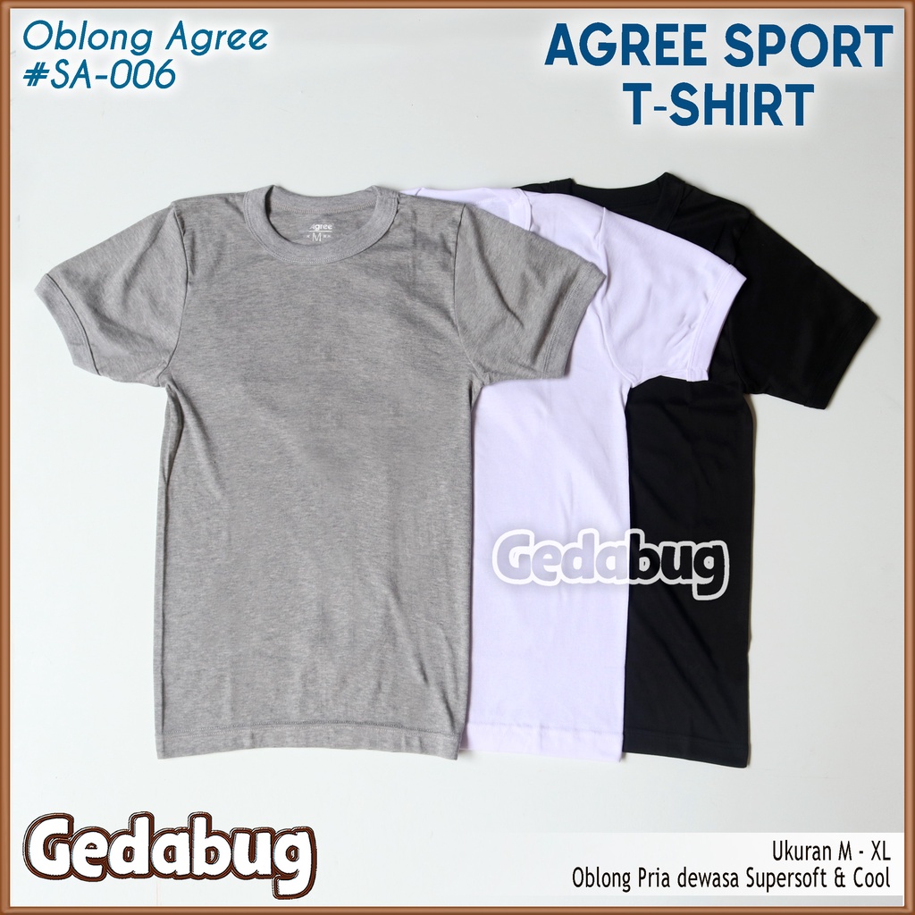 KAOS OBLONG Pria T Shirt AGREE SA 006 | Kaos dalem pria dewasa Polos O-Neck SA-006 | Gedabug