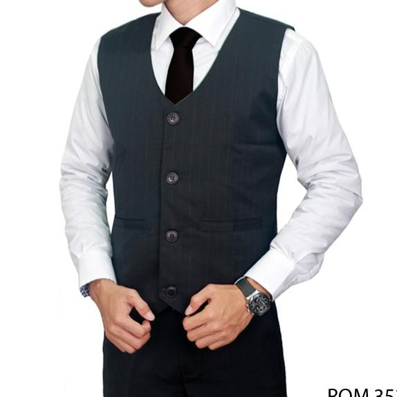 Vest Pria Formal Katun Abu ROM 353
