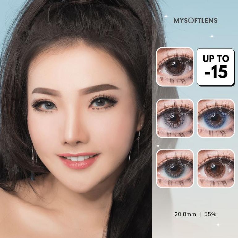 [ART. 575] MYSOFTLENS Softlens Dubai 3 Tone 20.8mm Minus Tinggi - Gray Brown Tosca Green Black Blue